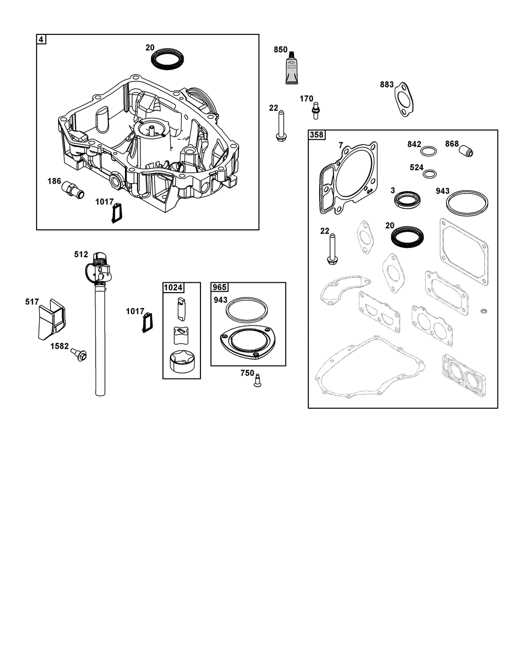 Crankcase Cover/Sump Group Diagram and Parts List for 49X977-0005-J1 400000 - 699999 Briggs and Stratton Engine